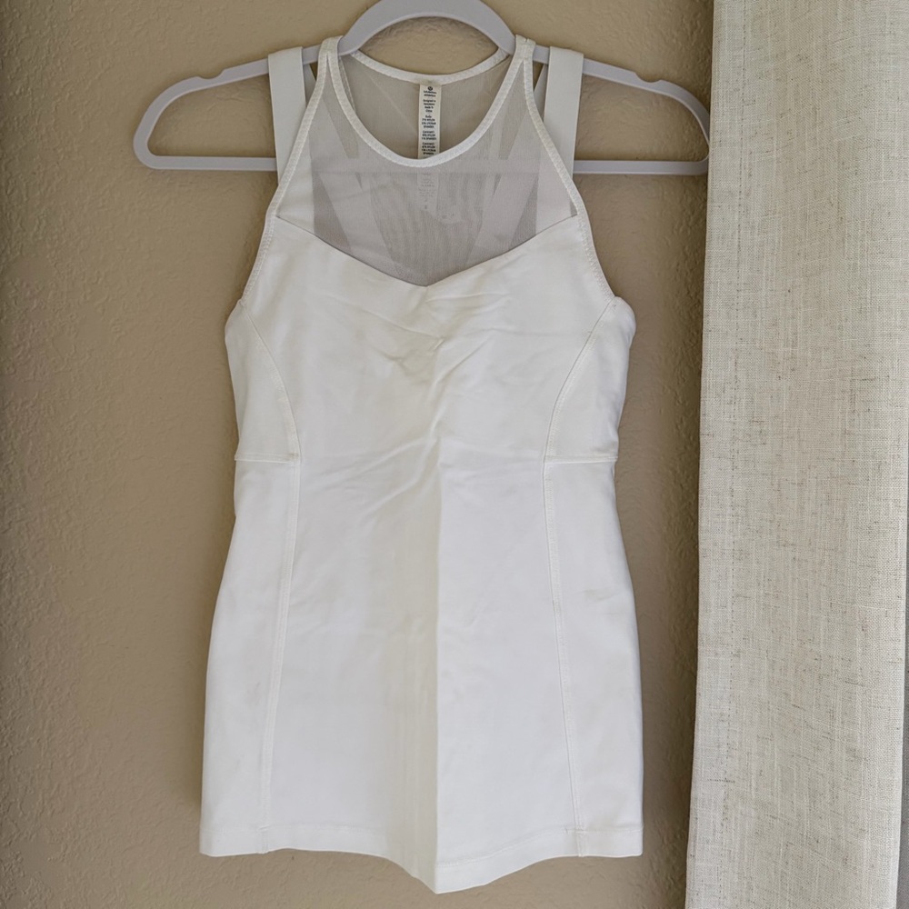 Lululemon Athletica White Mesh Tank